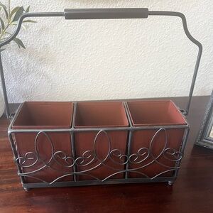 Southern Living at Home ESTATE Copper Metal Utensil Holder Caddy with Handle
